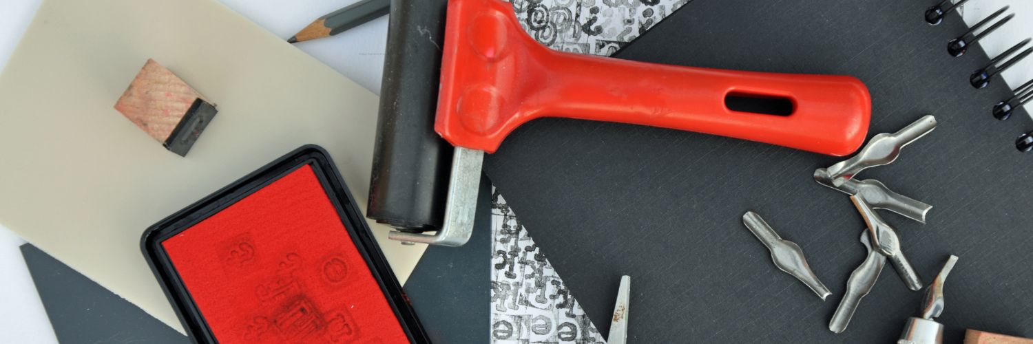 Lino printing close up