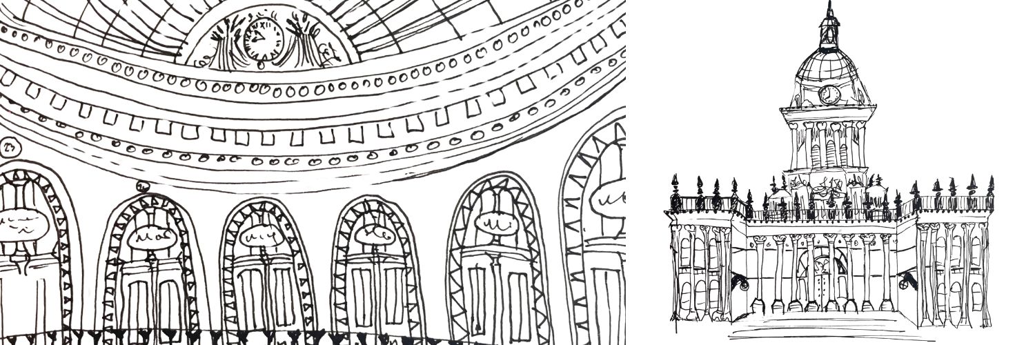 Line drawing of Leeds town hall